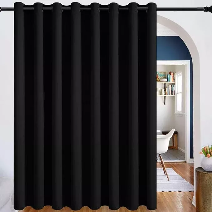 DWCN Blackout Curtain Panel for Bedroom - Thermal Insulated Energy Saving Grommet Blackout Drapery for Patio Door, Room Divider Long Curtain, Stone Blue, W80 by L84, 1 PC