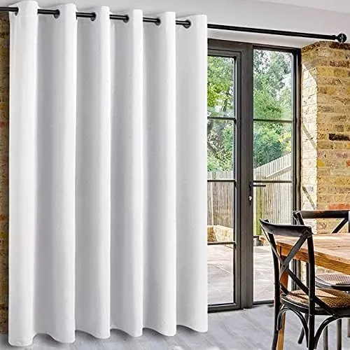 DWCN Total Privacy Room Divider Blackout Curtain - Thermal Curtains for Patio Door, Living Room, Bedroom Partition and Shared Office Space, 1 Grommet Curtain Panel, 10ft Wide x 9ft Tall, Black