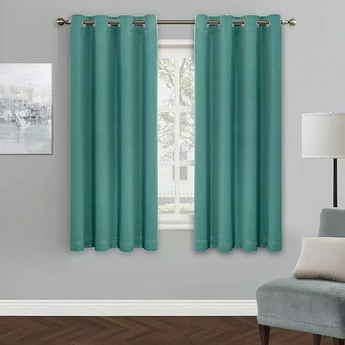 MYSKY HOME Bedroom Curtains 63 Inches Long Blackout Curtains for Living Room Teal Curtains for Kids Room Grommet Privacy Protect Room Darkening 1 Curtain Panel, 42 x 63 Inch, Teal